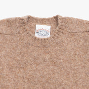 Crewneck Jumper in Light Camel Shetland Wool