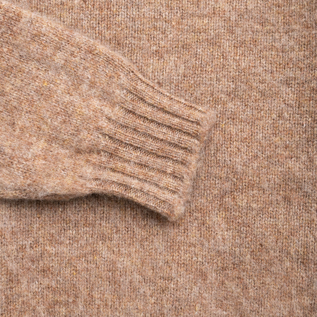 Crewneck Jumper in Light Camel Shetland Wool