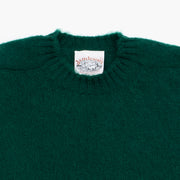 Crewneck Jumper in Dark Green Shetland Wool