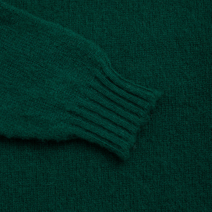 Crewneck Jumper in Dark Green Shetland Wool