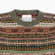 Crewneck Jumper in Fair Isle Shetland Wool