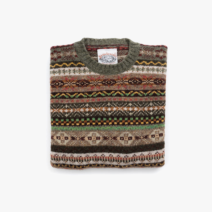 Crewneck Jumper in Fair Isle Shetland Wool