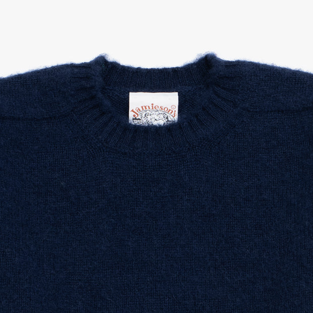 Crewneck Jumper in Navy Shetland Wool