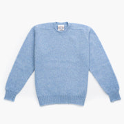 Crewneck Jumper in Pale Blue Shetland Wool