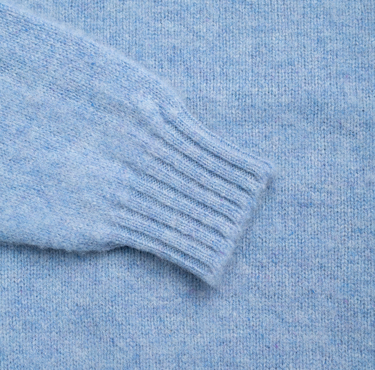 Crewneck Jumper in Pale Blue Shetland Wool