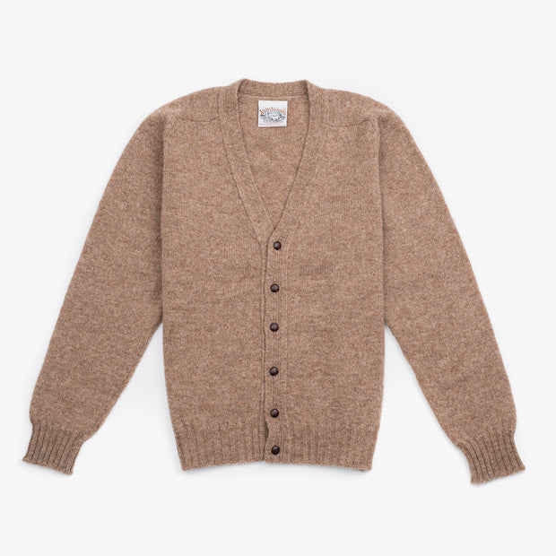 Cardigan in Light Camel Shetland Wool