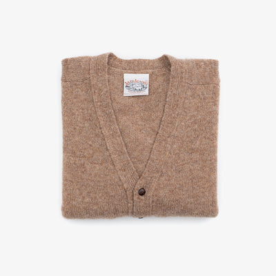 Cardigan in Light Camel Shetland Wool