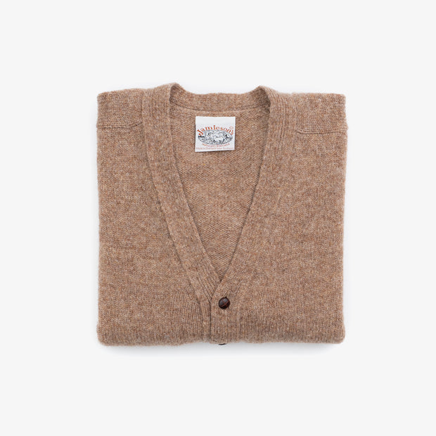 Cardigan in Light Camel Shetland Wool