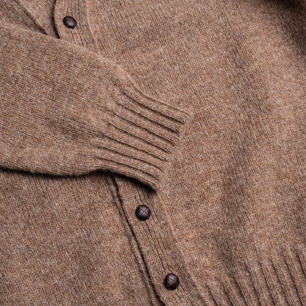 Cardigan in Light Camel Shetland Wool