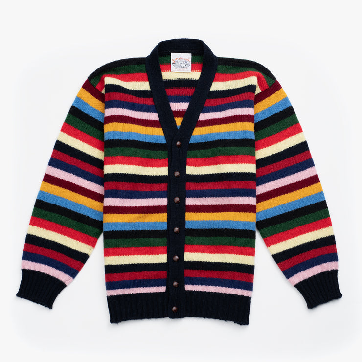 Multistripe Cardigan in Shetland Wool