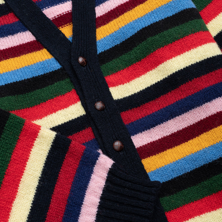 Multistripe Cardigan in Shetland Wool