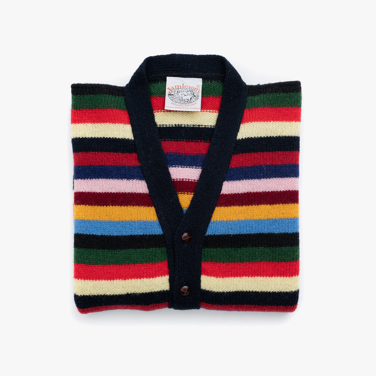 Multistripe Cardigan in Shetland Wool