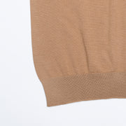 Short-sleeve polo shirt in superfine merino - Tan
