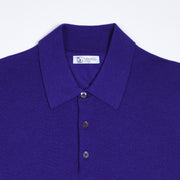 Short-sleeve polo shirt in superfine merino - Purple