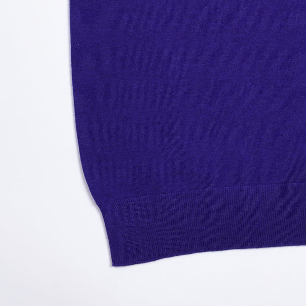 Short-sleeve polo shirt in superfine merino - Purple