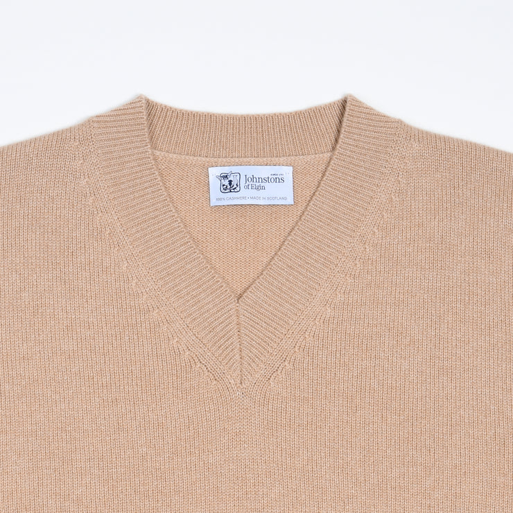 Cashmere High V-neck sweater - Tan