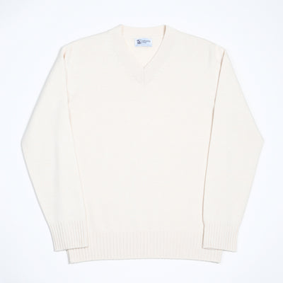 Cashmere High V-neck sweater - Ecru
