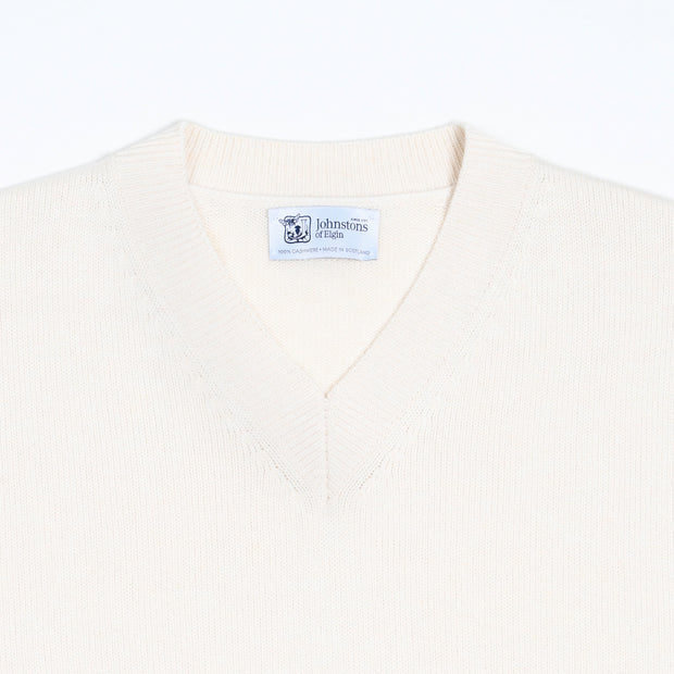 Cashmere High V-neck sweater - Ecru