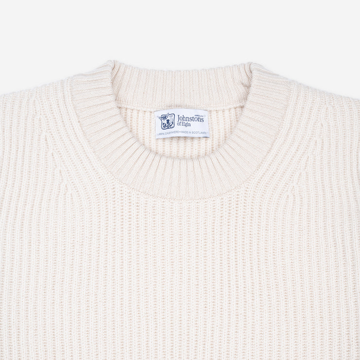 Ribbed Cashmere Sweater in Natural