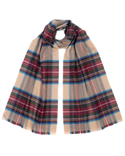 Tartan Brushed Merino Scarf in Hessian Dress Stewart