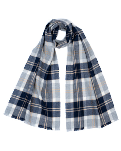 Tartan Brushed Merino Scarf in Silver Bannockbane