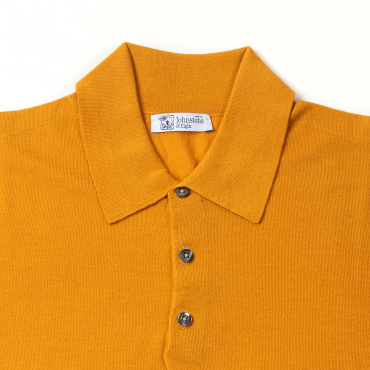 Long-sleeve polo shirt in superfine merino - Amber