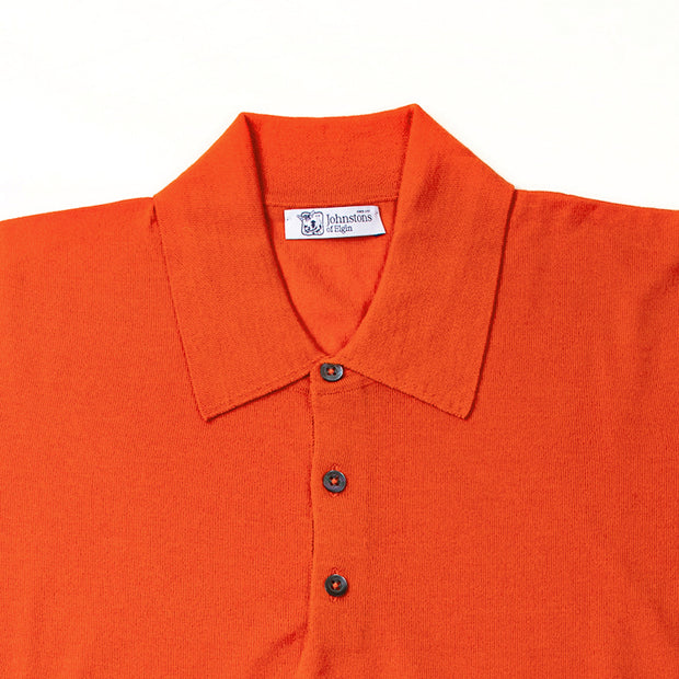 Long-sleeve polo shirt in superfine merino - Lava