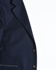 Single Breasted Blazer in Wool - Navy