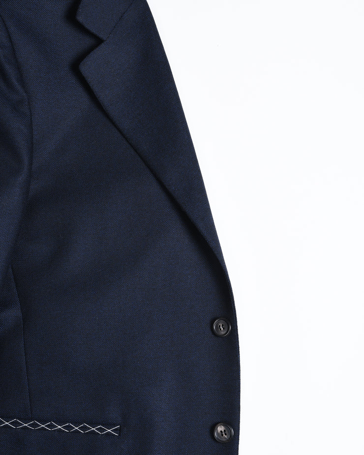 Single Breasted Blazer in Wool - Navy