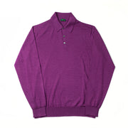 Long Sleeve Knitted Polo in Cashmere, Wool and Silk - Royal Purple