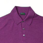 Long Sleeve Knitted Polo in Cashmere, Wool and Silk - Royal Purple