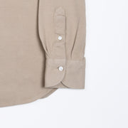 Long-sleeved Cotton Knit Polo Shirt - Beige