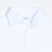 Long-sleeved Cotton Knit Polo Shirt - White