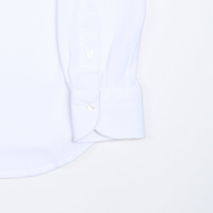 Long-sleeved Cotton Knit Polo Shirt - White