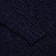 Cable Crewneck sweater in Navy Cashmere