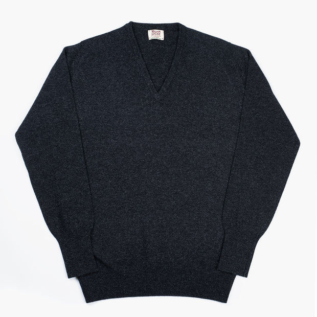 Gordon V-neck Sweater in Charcoal Geelong Wool