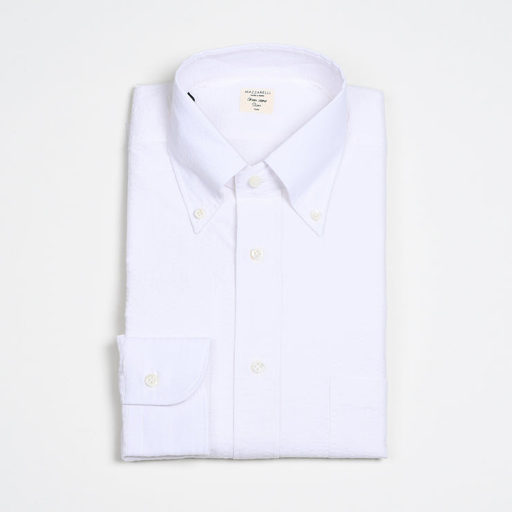 Button-down In Cotton Seersucker - Off White