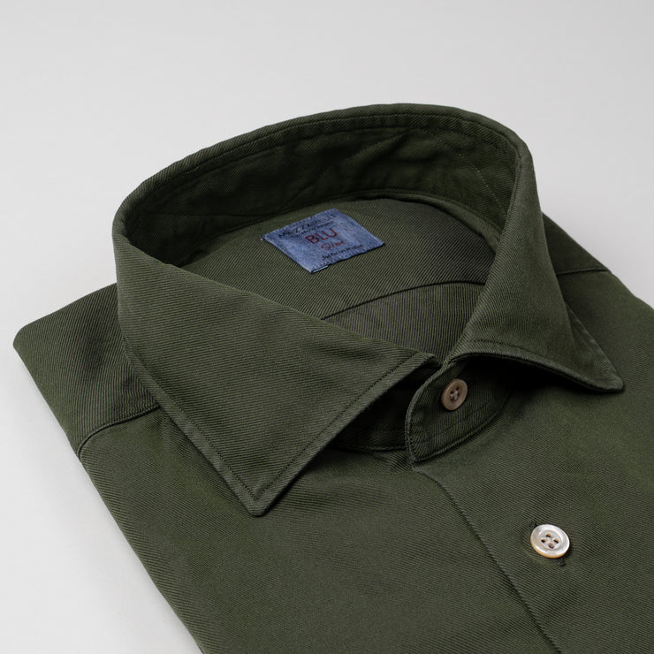 Casual Shirt in Olive Green Twill