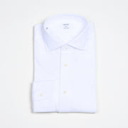 Cutaway Collar Pique Cotton Shirt - White