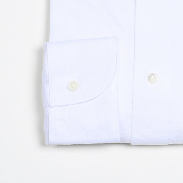 Cutaway Collar Pique Cotton Shirt - White