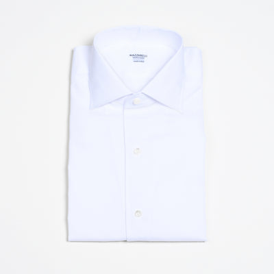 One piece Collar Bowling Shirt in Linen/Cotton - White