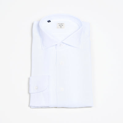 Cutaway Collar Shirt in Linen - White