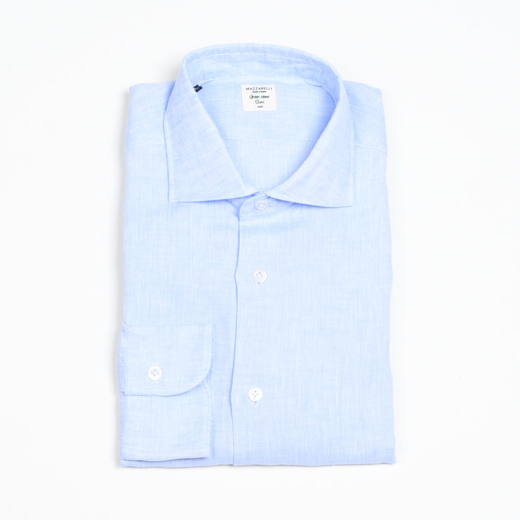 Cutaway Collar Shirt in Linen - Light Blue