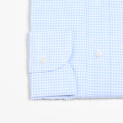Button-down in Cotton Gingham - Light blue/White