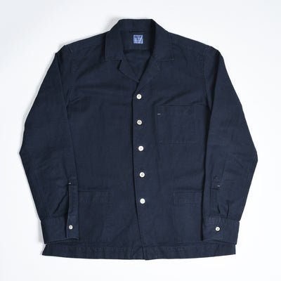 Camp Collar Shirt Jacket Cotton Twill - Navy