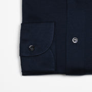 Cutaway Collar Pique Cotton Shirt - Navy