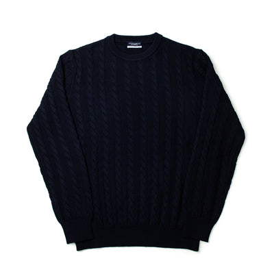 Cable Knit Crewneck in Navy