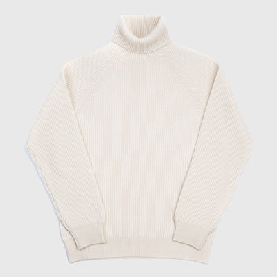 Roll-neck in Cashmere and Merino - Natural