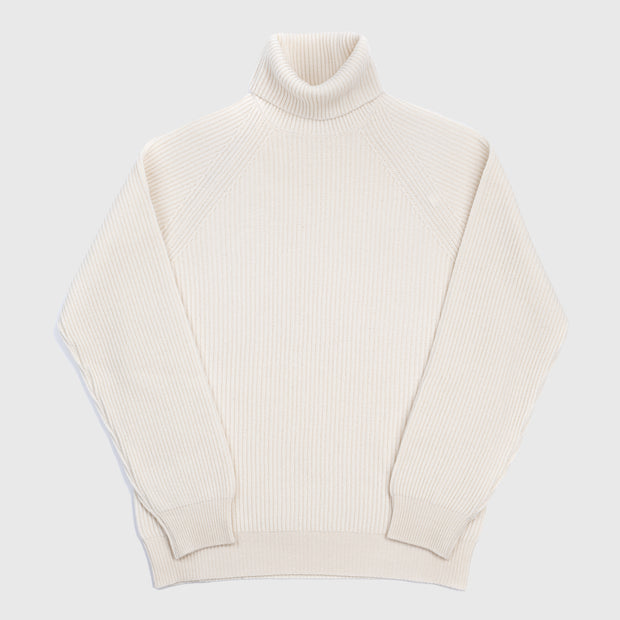 Roll-neck in Cashmere and Merino - Natural