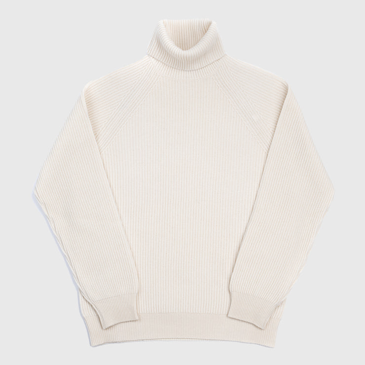 Roll-neck in Cashmere and Merino - Natural